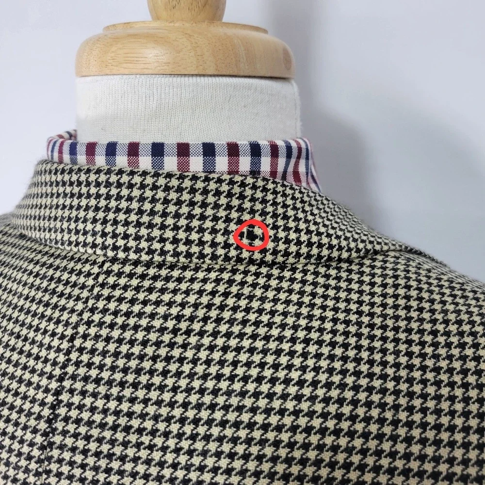 VTG Chaps Ralph Lauren Men's Sport‎ Coat Blazer Beige Houndstooth Wool Sz 42L